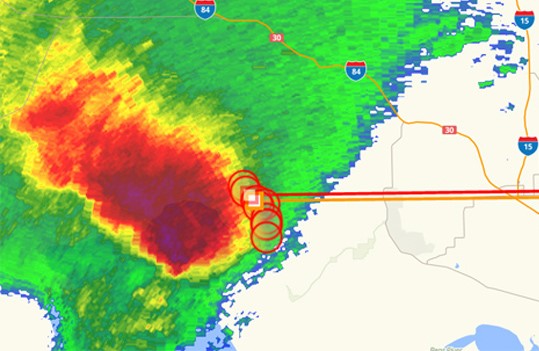 Baron Threat Net meet de precieze hoeveelheid shear om roterende winden te detecteren - een sterke aanwijzing voor mogelijke tornado's.