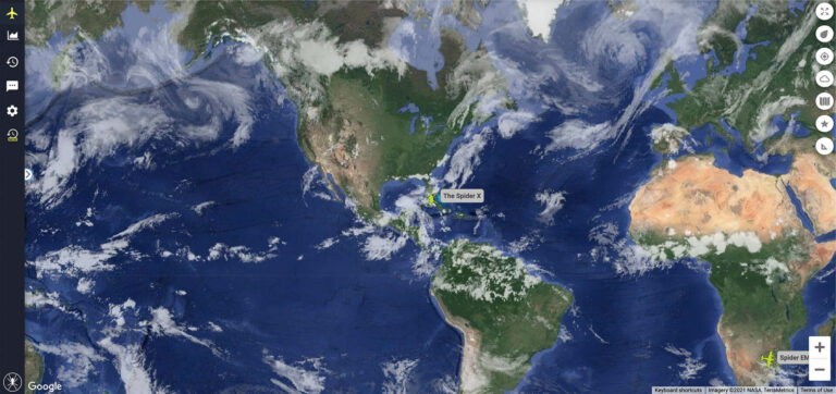 Screenshot van SpiderTracks wereldwijde satellietgegevens