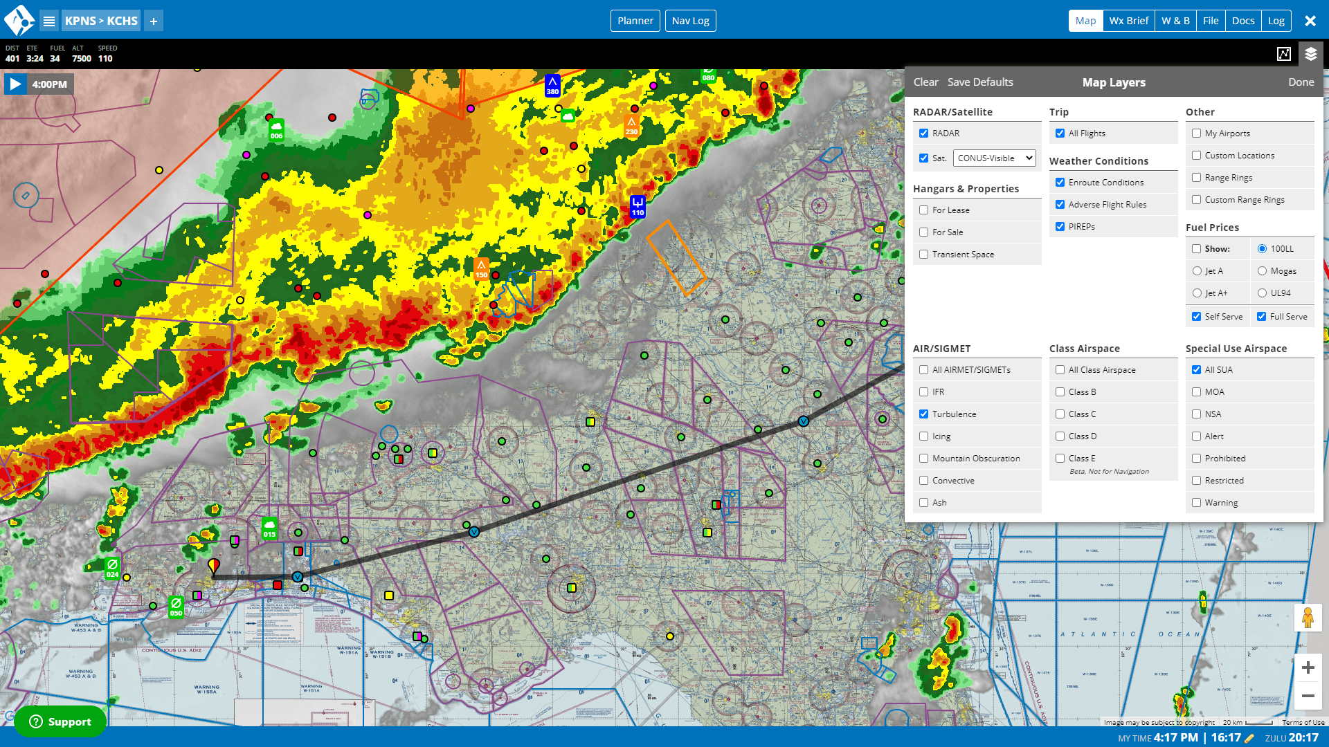 iFlightPlanner of iFlightPlanner for AOPA actuele en nauwkeurige gegevens via Baron's luchtvaartweerservices.